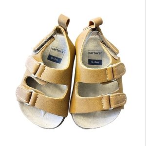 NWOT Carter's 0-3 Month Baby Tan Velcro berkinstock sandals
